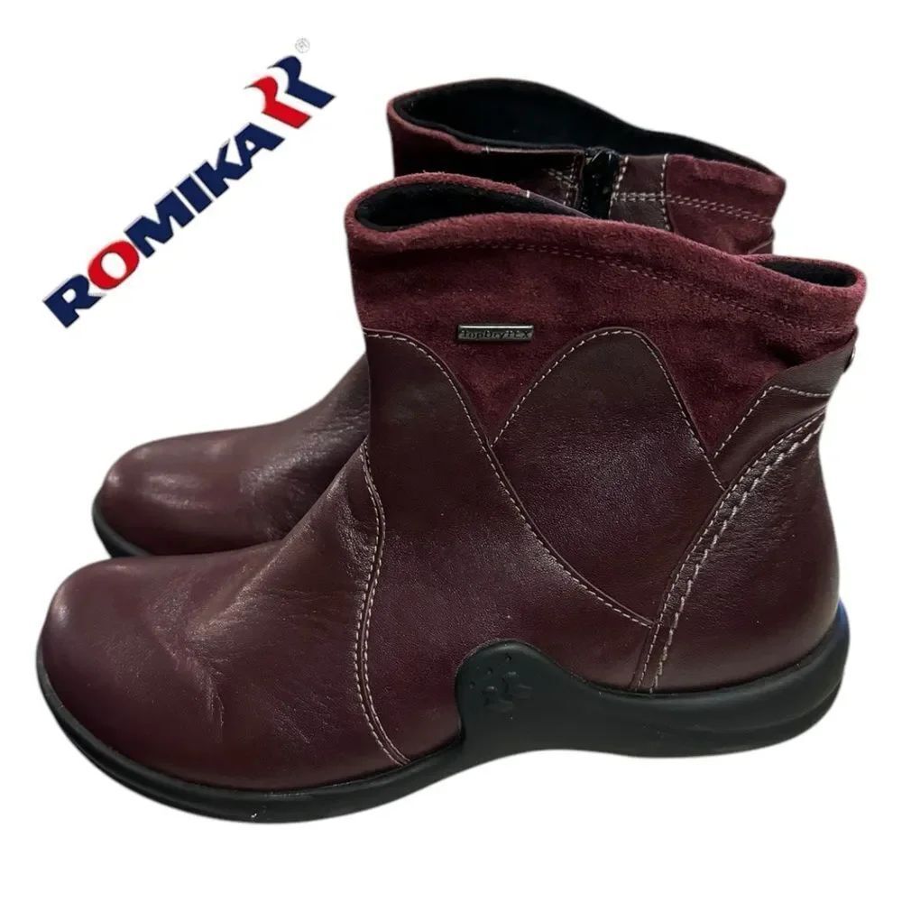 Romika by Josef Seibel Women Merlot Leather Suede Ankle Boots Booties 37 6 6.5